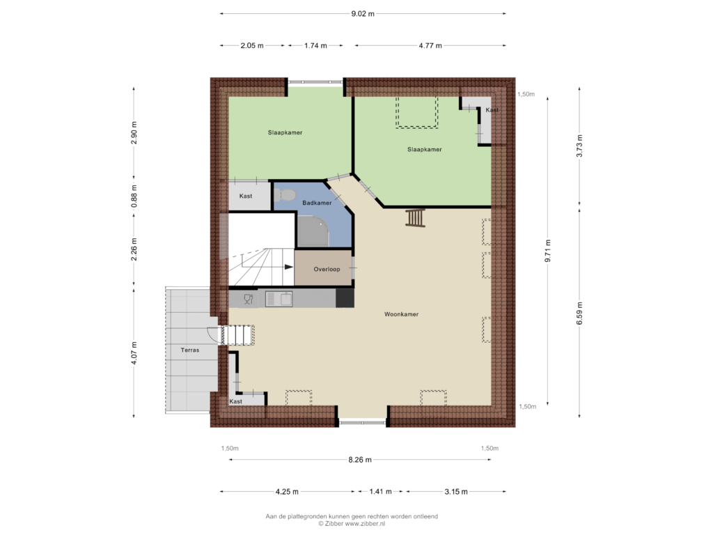 Bekijk plattegrond van Tweede verdieping van Singel 1