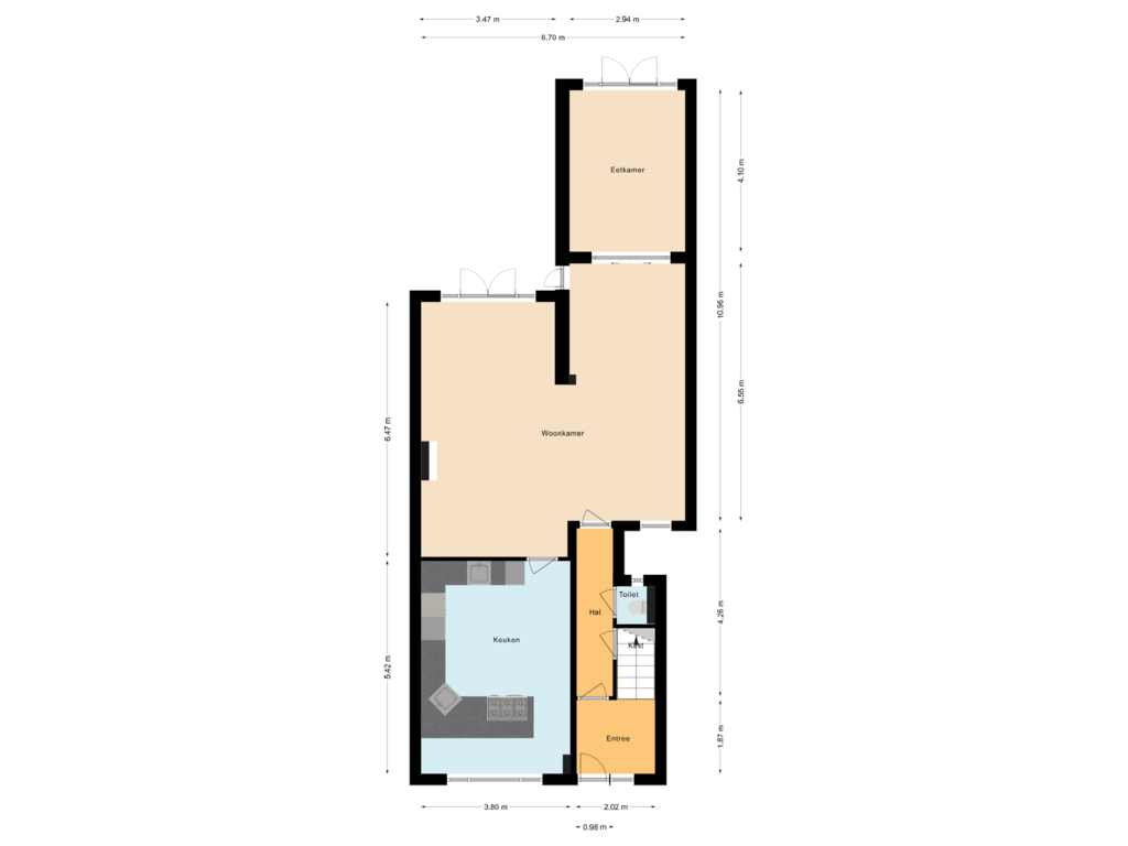 Bekijk plattegrond van Begane grond van Binnensingel 65