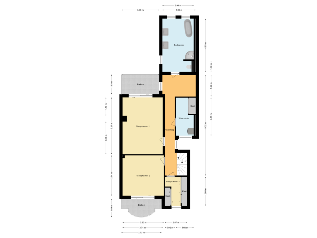 Bekijk plattegrond van Eerste verdieping van Binnensingel 65