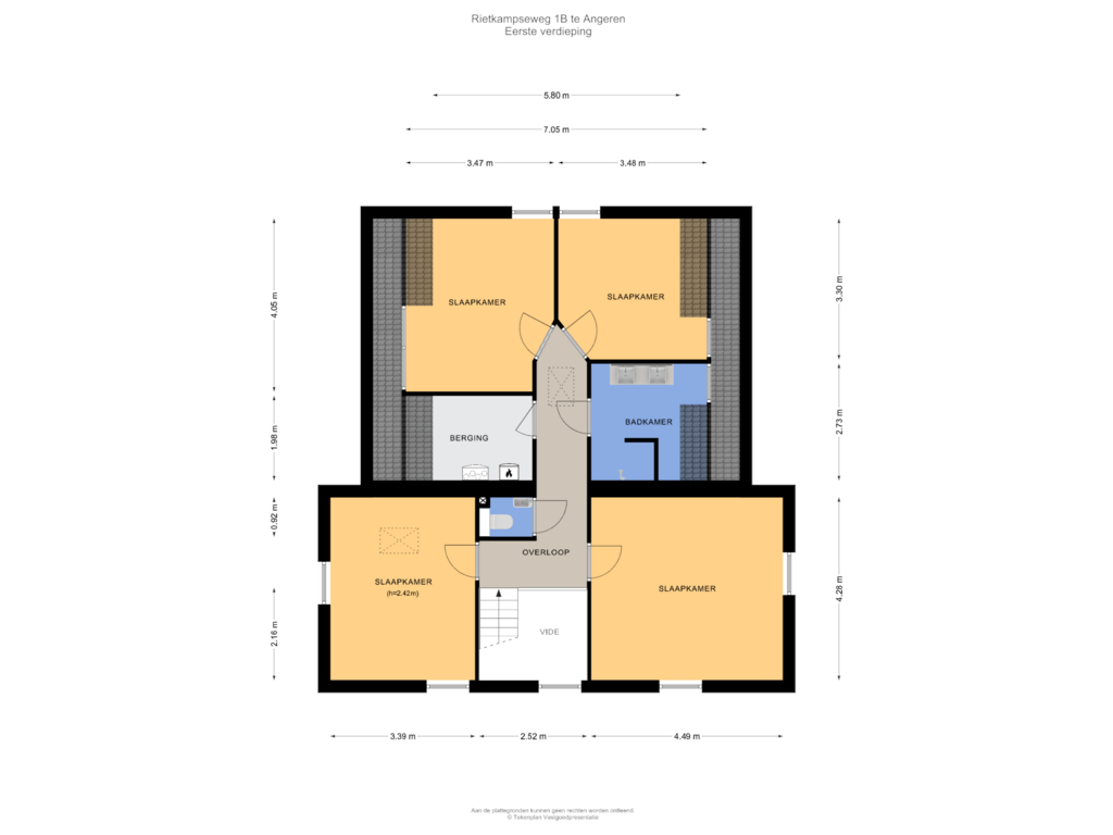 Bekijk plattegrond van Eerste verdieping van Rietkampseweg 1-B