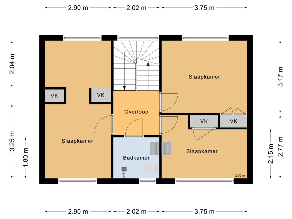 View floorplan of Eerste verdieping of Brink 53