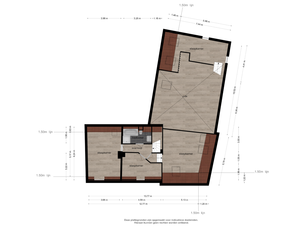 View floorplan of 1e verdieping of Veerseweg 54