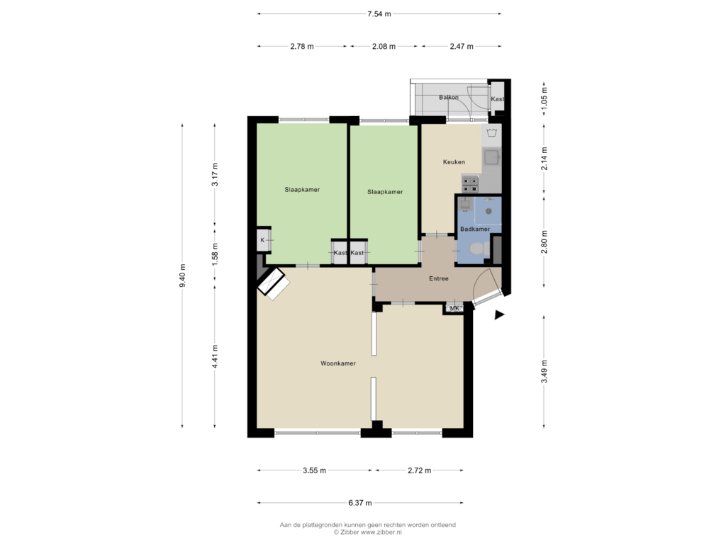 View floorplan of Appartement of Valeriusstraat 15-B