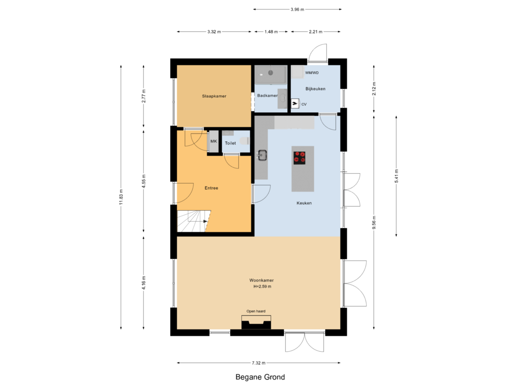 Bekijk plattegrond van Begane Grond van Heereweg 86