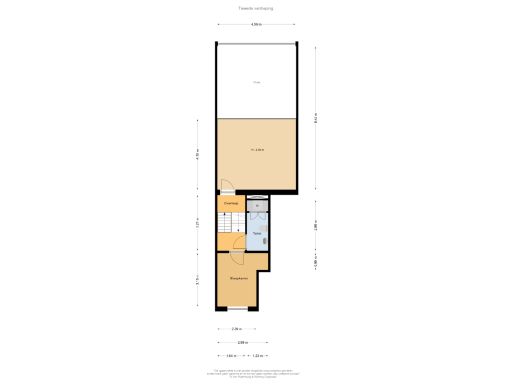 View floorplan of Tweede verdieping of Scheepstimmermanstraat 12