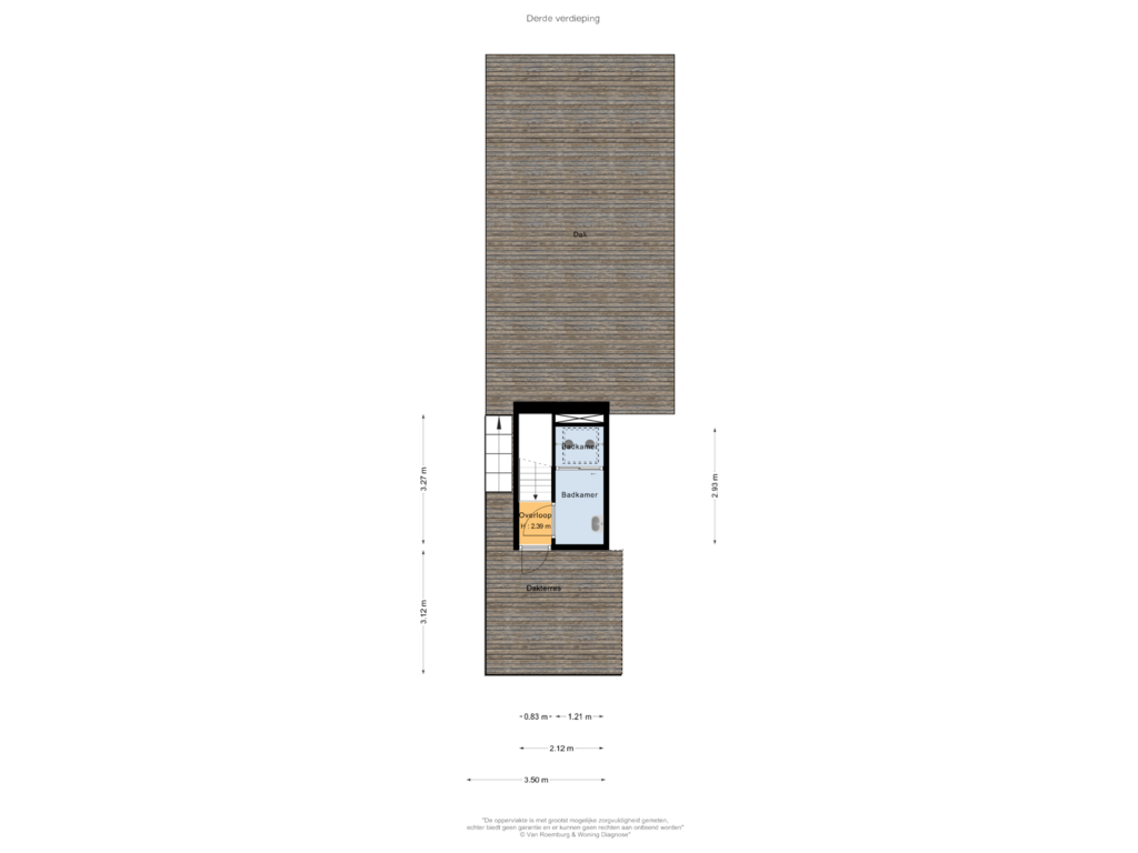 View floorplan of Derde verdieping of Scheepstimmermanstraat 12