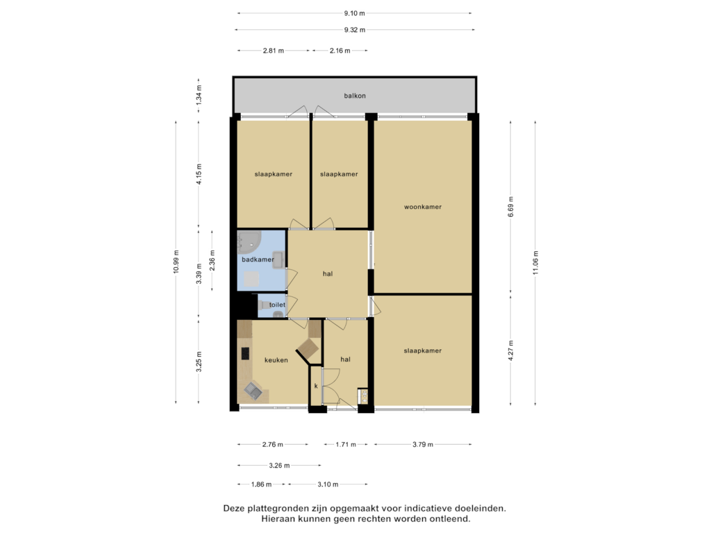 Bekijk plattegrond van Appartement van Admiraal de Ruyterweg 15