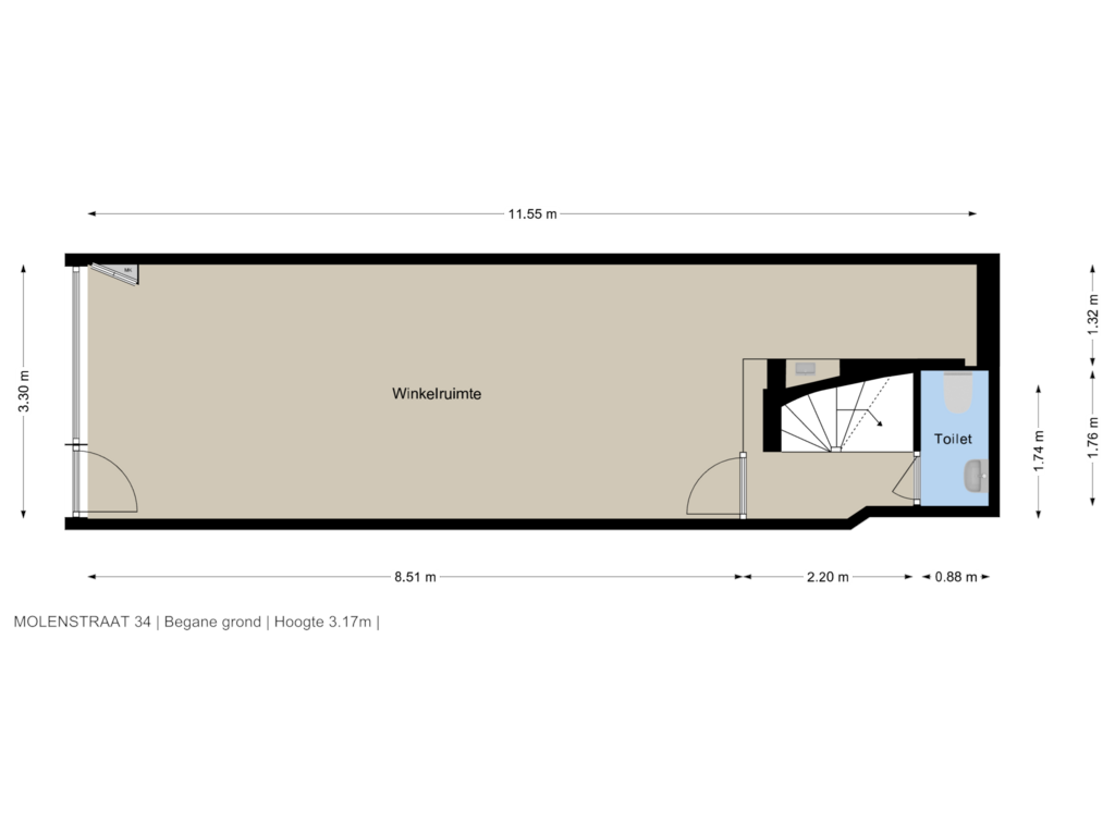 Bekijk plattegrond van Begane grond van Molenstraat 34