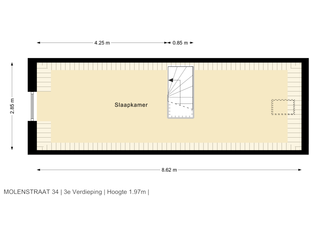 View floorplan of 3e Verdieping of Molenstraat 34