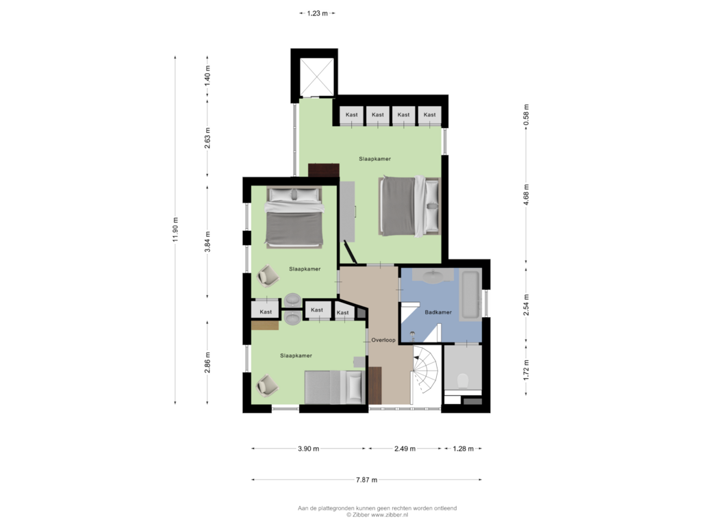 Bekijk plattegrond van Eerste Verdieping van De Hoef 7-A