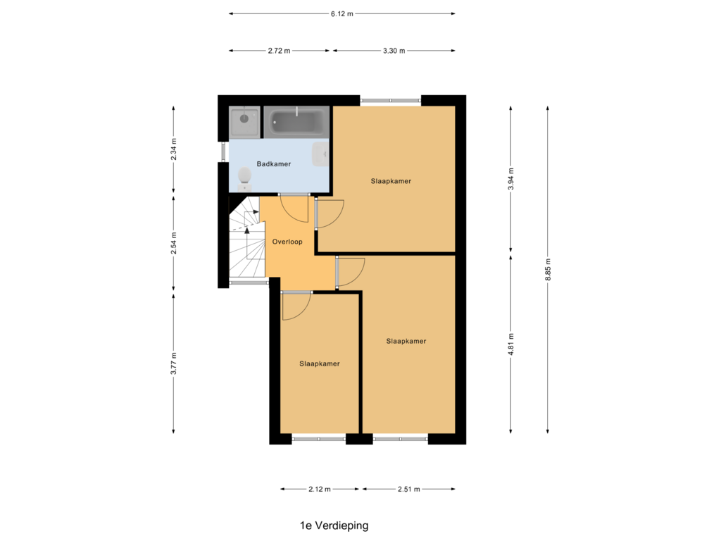 Bekijk plattegrond van 1e Verdieping van Nielingen 21