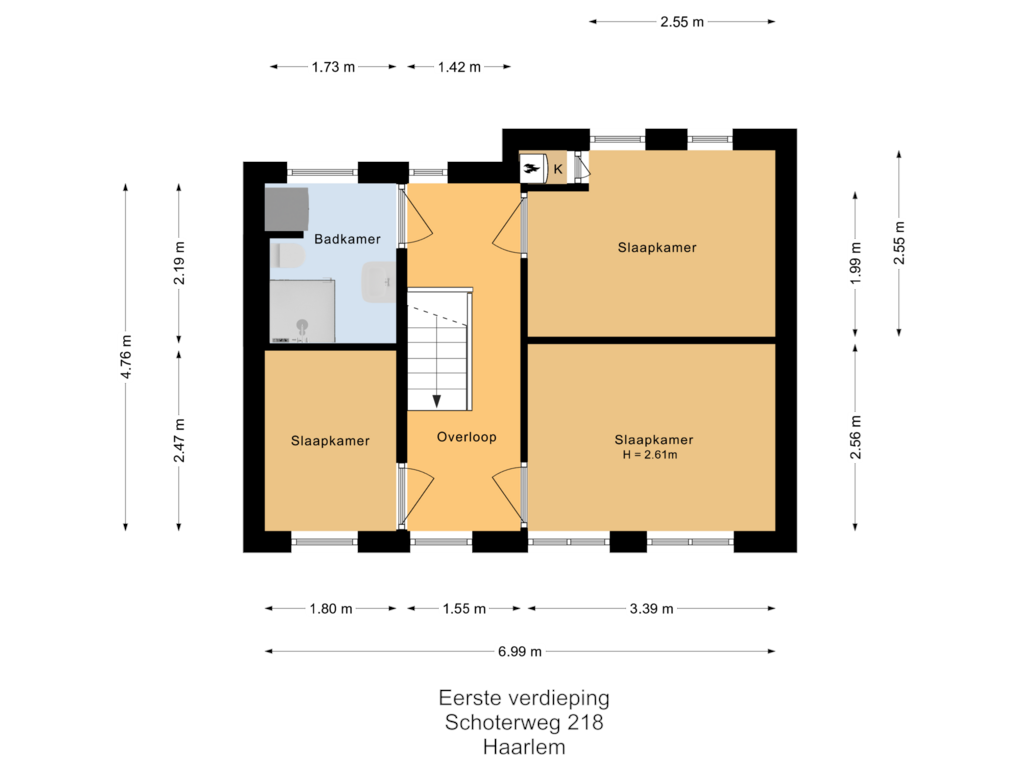 View floorplan of Eerste verdieping of Schoterweg 218