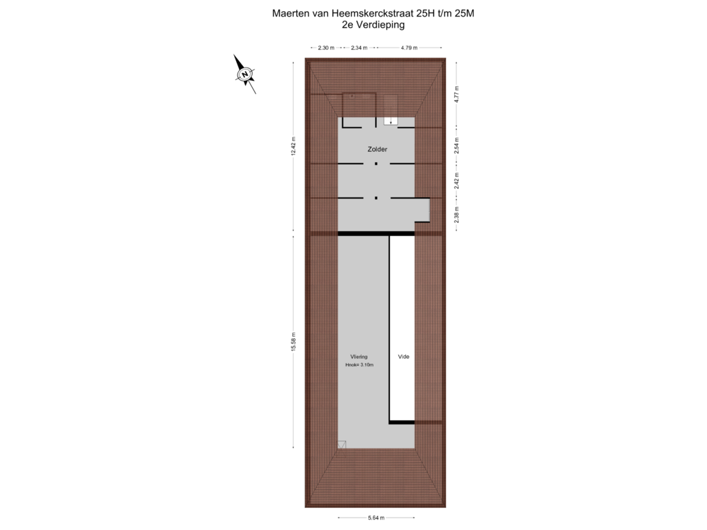 View floorplan of 2e Verdieping of Maerten van Heemskerckstraat 25-M