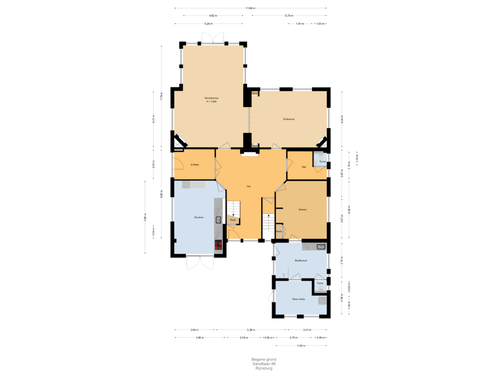 Bekijk plattegrond van Begane grond van Sandtlaan 86