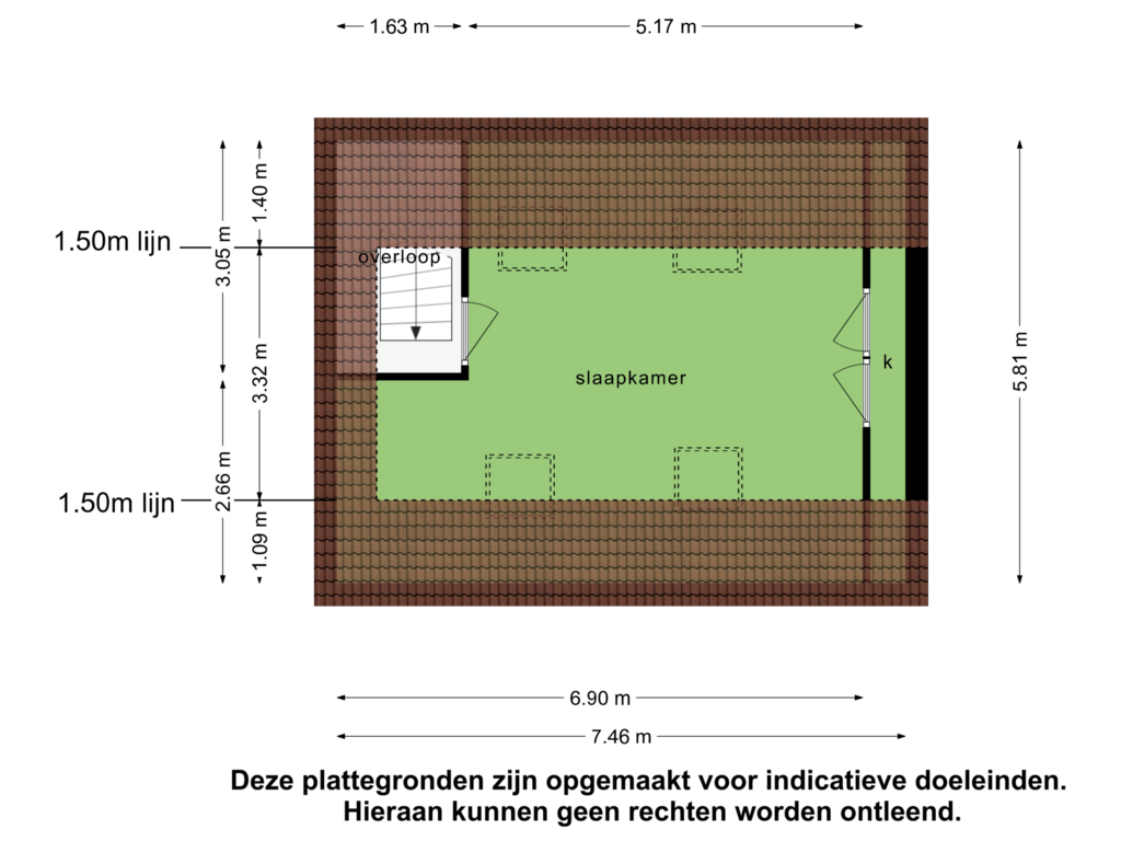 View floorplan of 2e verdieping of Kerkpoortstraat 75