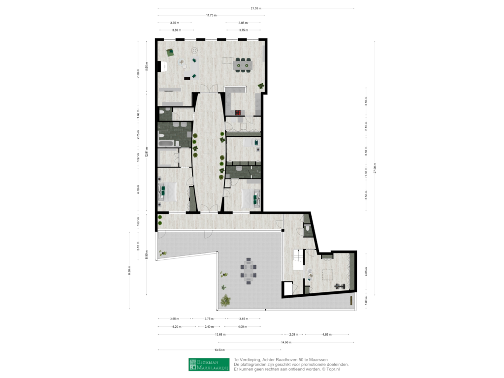 Bekijk plattegrond van 1e Verdieping van Achter Raadhoven 50