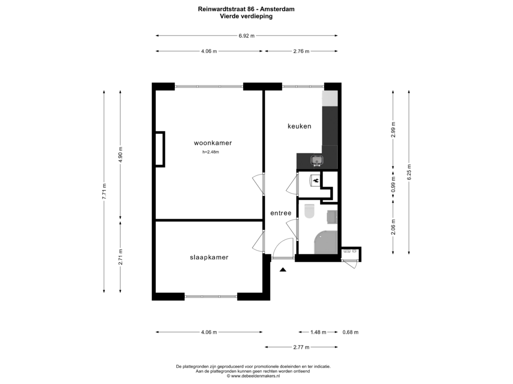 Bekijk plattegrond van VIERDE VERDIEPING van Reinwardtstraat 86