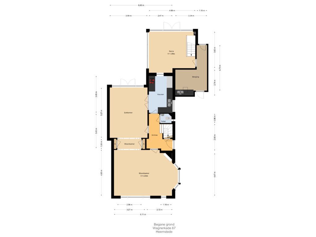 Bekijk plattegrond van Begane grond van Wagnerkade 67