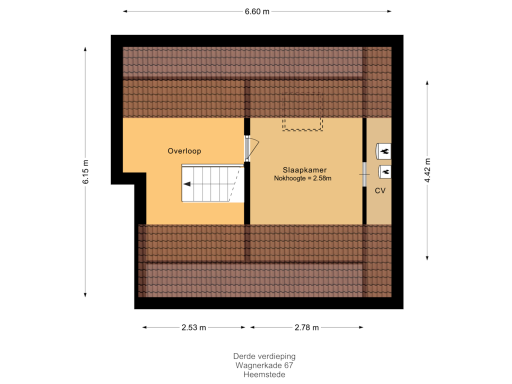 Bekijk plattegrond van Derde verdieping van Wagnerkade 67