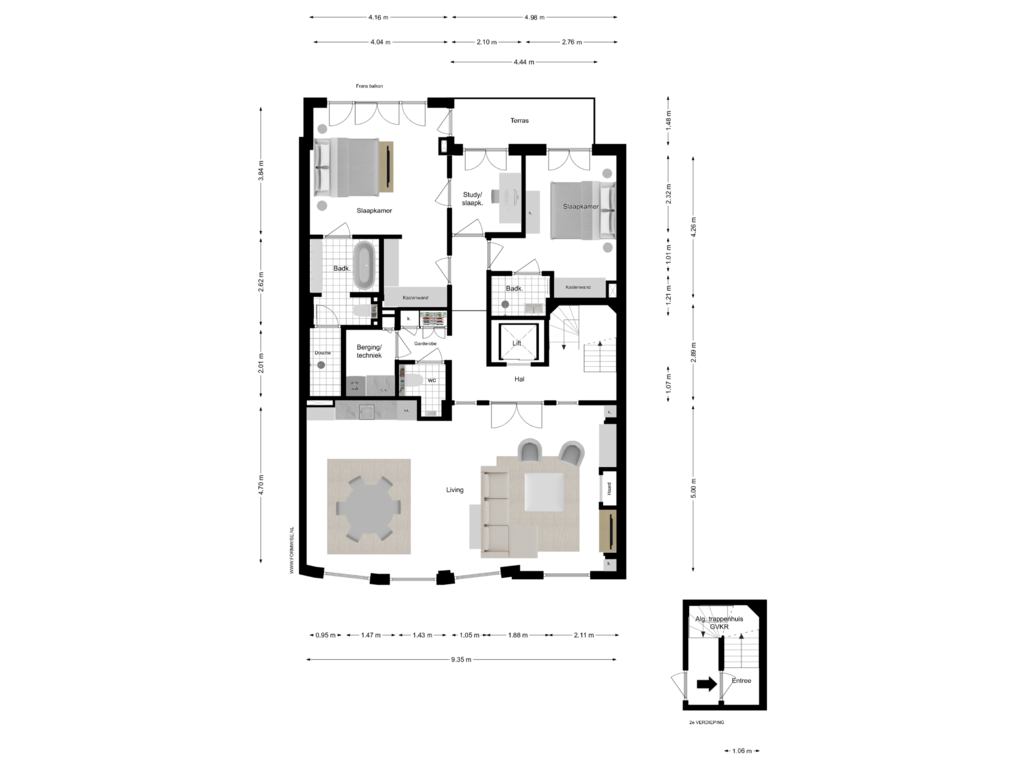 View floorplan of 3e VERDIEPING of Frans van Mierisstraat 59-D