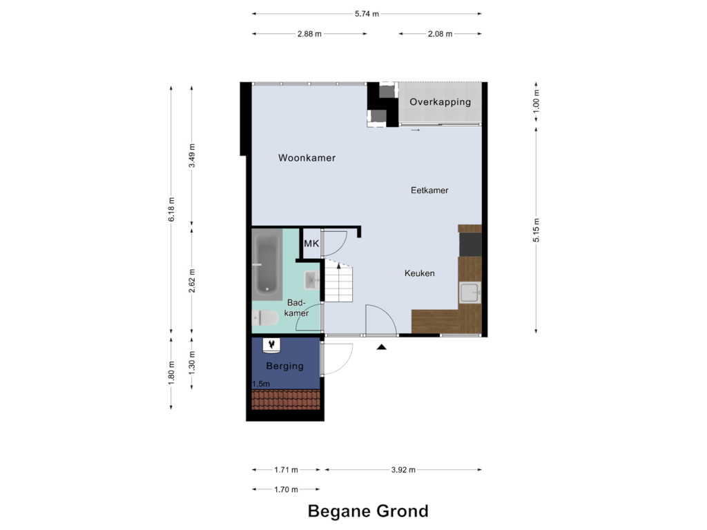 View floorplan of Begane Grond of Zwembadweg 2-BG2