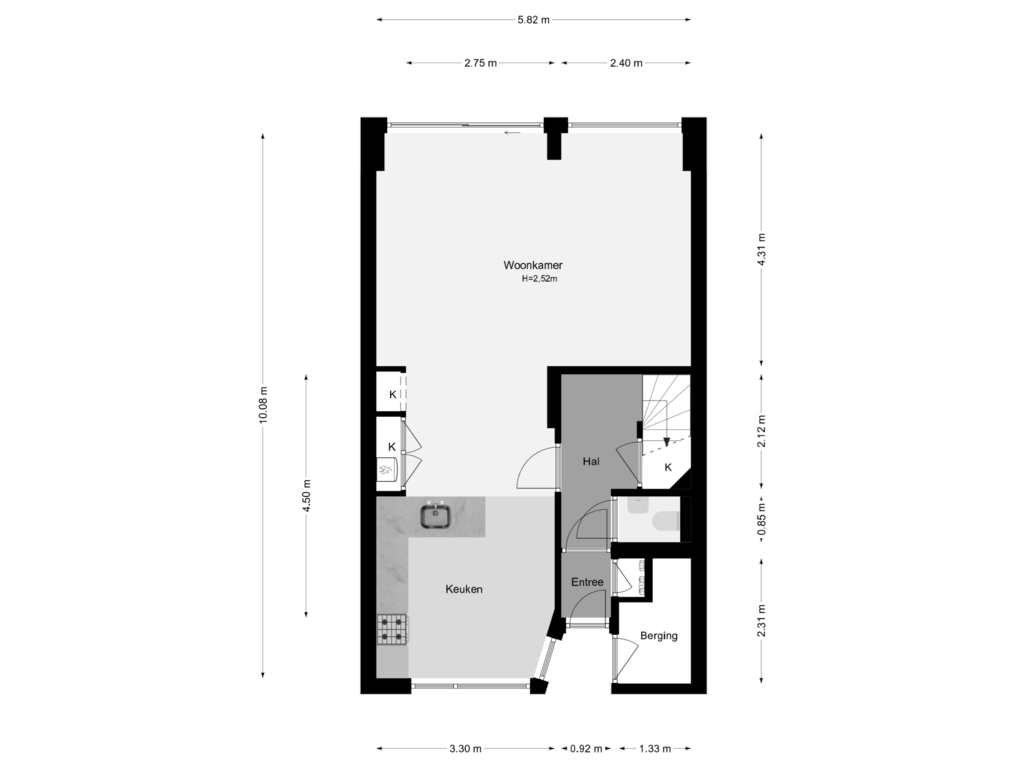 Bekijk plattegrond van Begane Grond van Lieven de Keystraat 44