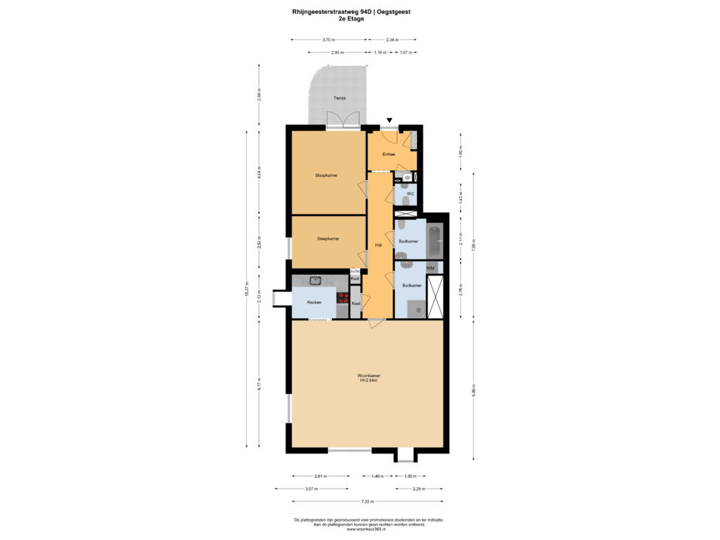 Bekijk plattegrond van 2e Etage van Rhijngeesterstraatweg 94-D