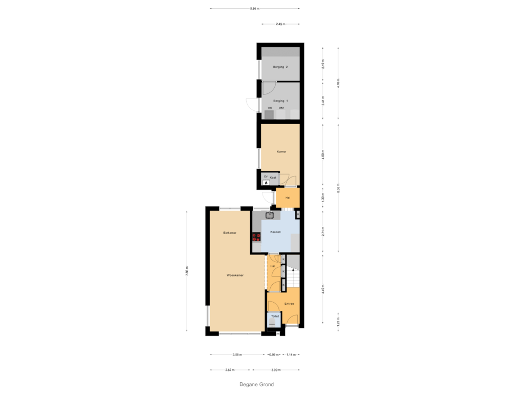 Bekijk plattegrond van Begane Grond van Burgemeester Hagelaan 14