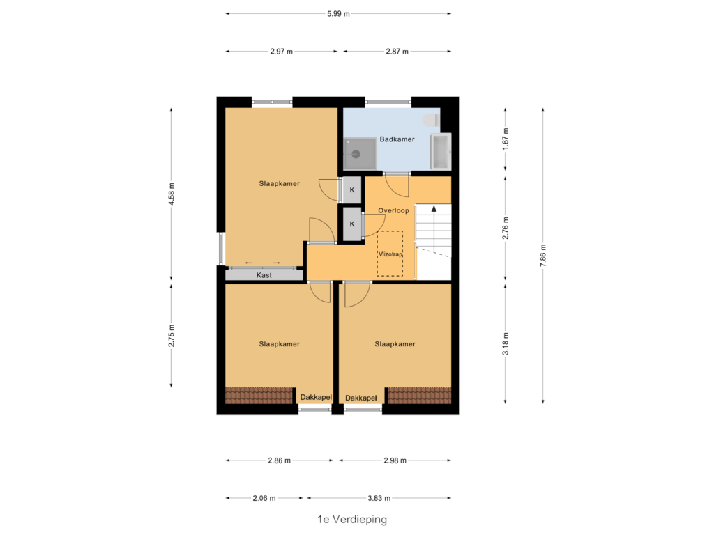 Bekijk plattegrond van 1e Verdieping van Burgemeester Hagelaan 14