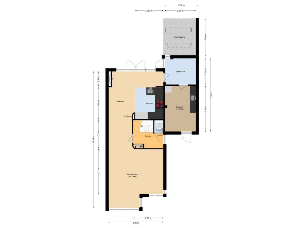 View floorplan of Begane grond of De Gaullesingel 76