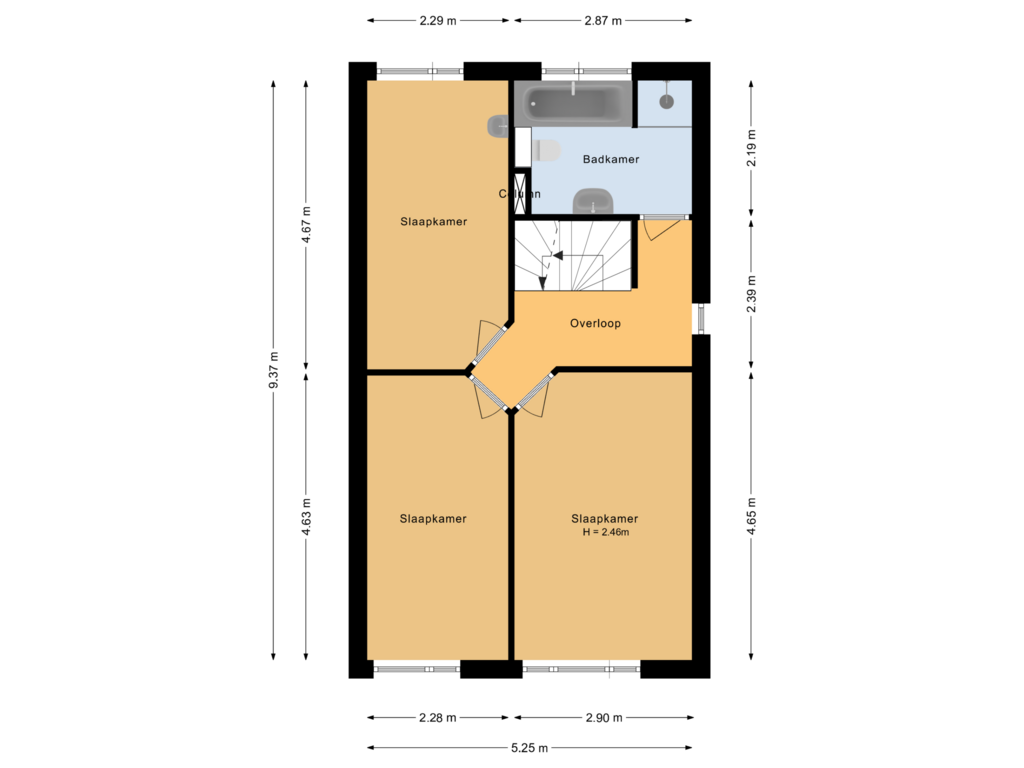 View floorplan of Eerste verdieping of De Gaullesingel 76