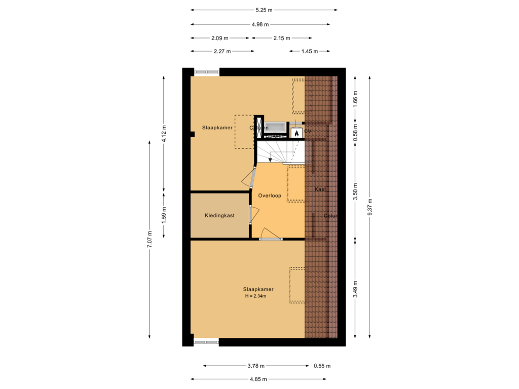 View floorplan of Tweede verdieping of De Gaullesingel 76