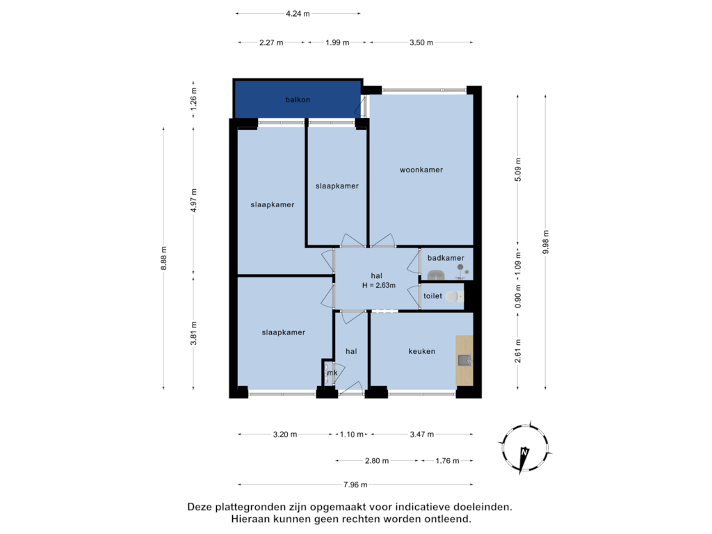 View floorplan of appartement of Rivierenlaan 195