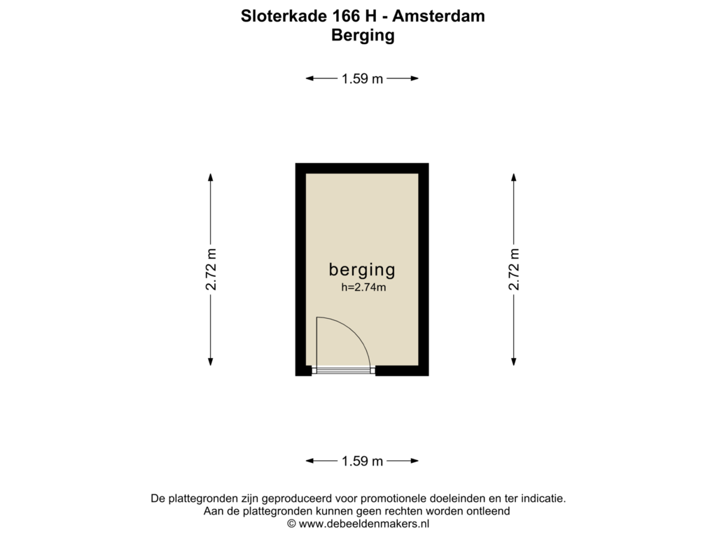 Bekijk plattegrond van BERGING van Sloterkade 166-H