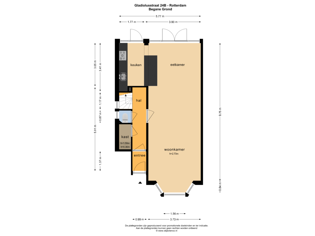 View floorplan of BEGANE GROND of Gladiolusstraat 24-B