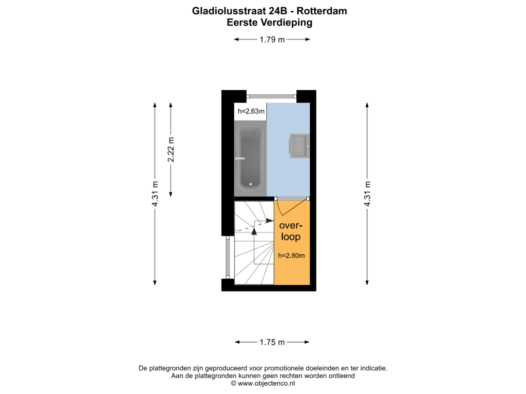 View floorplan of EERSTE VERDIEPING of Gladiolusstraat 24-B