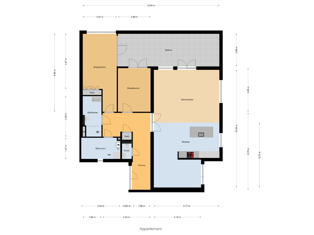 Bekijk plattegrond van Appartement van Damstraat 59-B