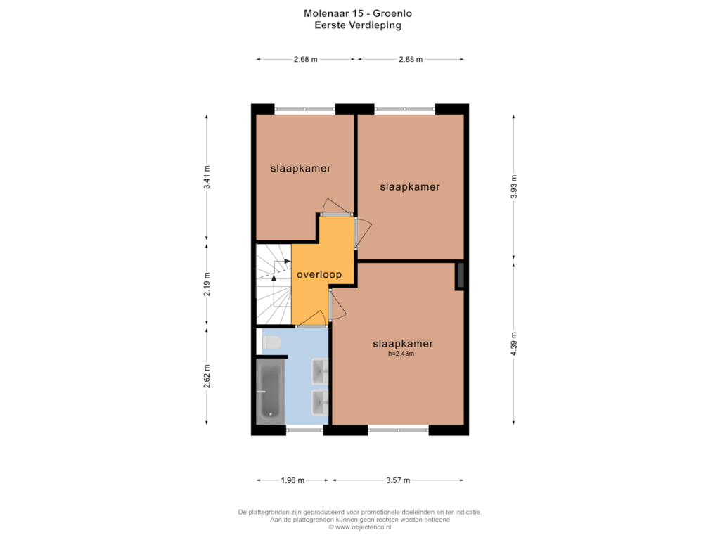 Bekijk plattegrond van EERSTE VERDIEPING van Molenaar 15