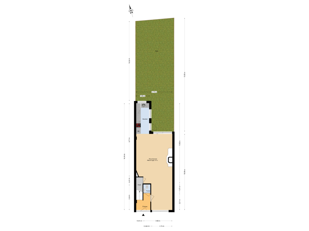 View floorplan of Begane grond tuin of Galileistraat 74