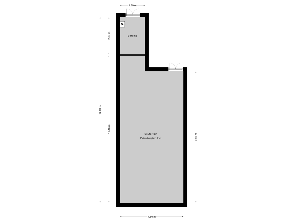 View floorplan of Souterrain of Galileistraat 74