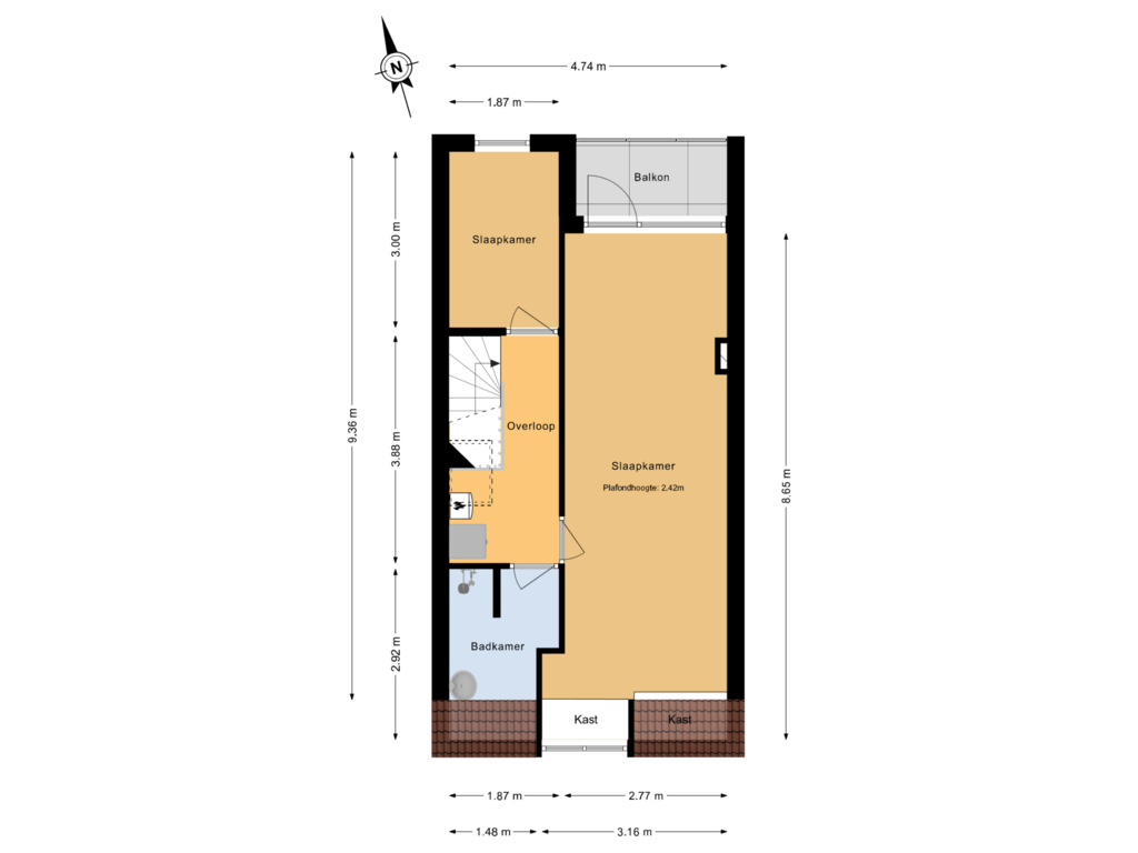 View floorplan of 2e Verdieping of Galileistraat 74