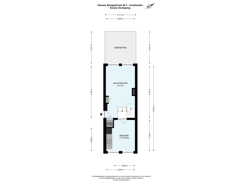 Bekijk plattegrond van EERSTE VERDIEPING van Nieuwe Spiegelstraat 46-H