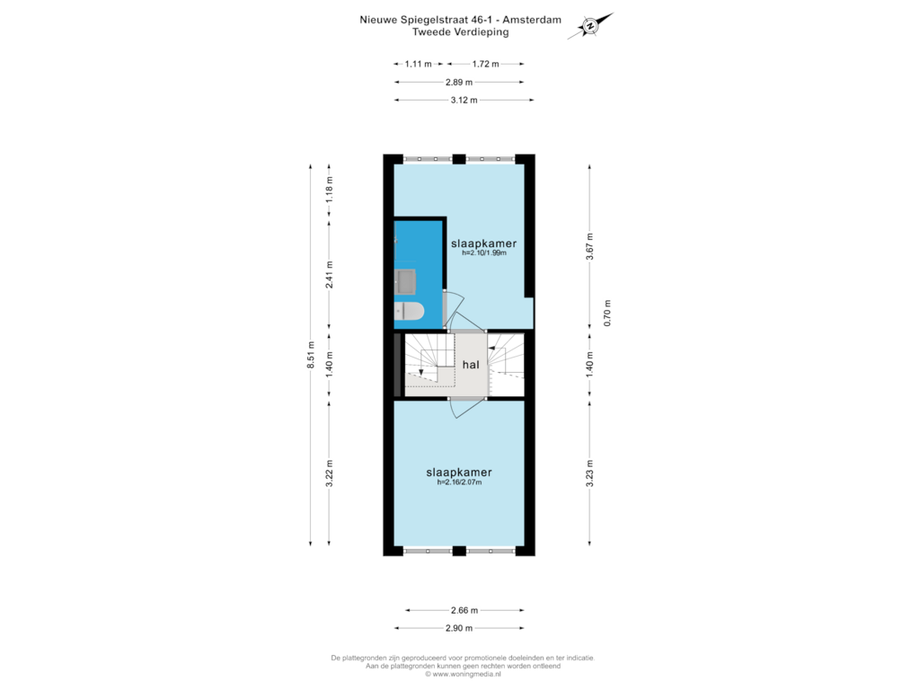 Bekijk plattegrond van TWEEDE VERDIEPING van Nieuwe Spiegelstraat 46-H