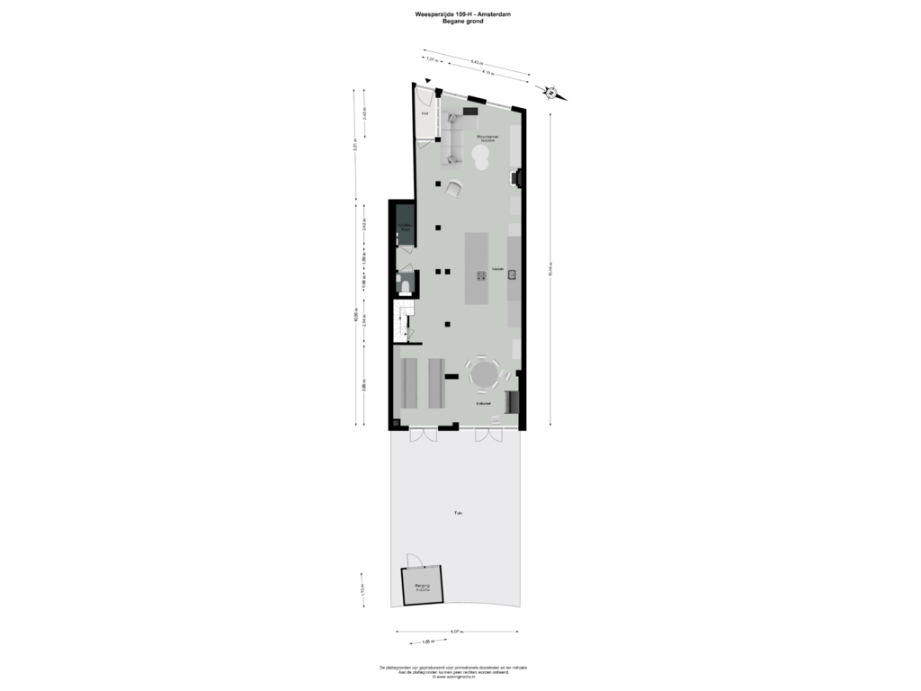 View floorplan of Begane grond of Weesperzijde 109-H