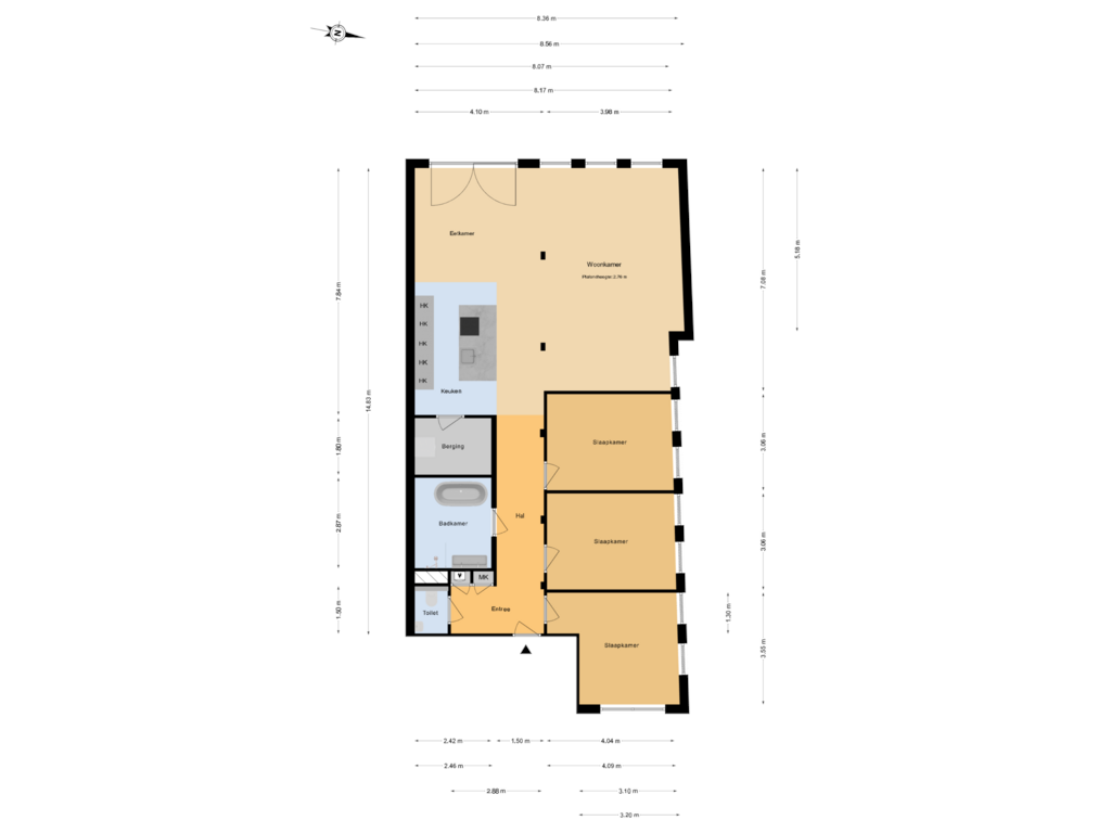 Bekijk plattegrond van Plattegrond van Landstraat 54-A