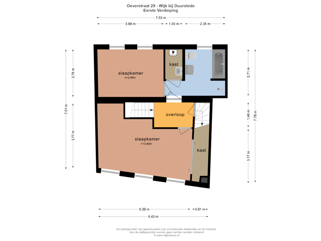 Bekijk plattegrond van Eerste Verdieping van Oeverstraat 29