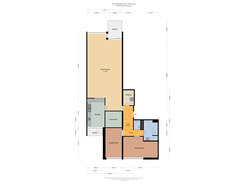 Bekijk plattegrond van ZEVENDE VERDIEPING van Oostmaaslaan 230