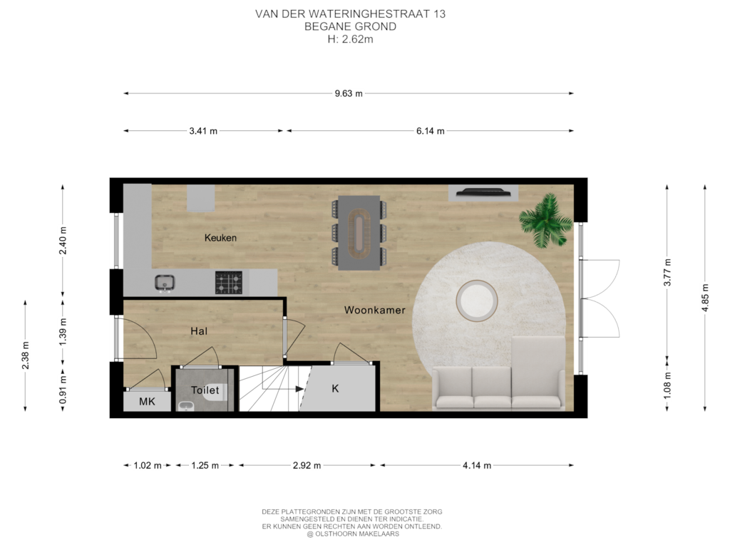 View floorplan of Begane grond of Van der Wateringhestraat 13