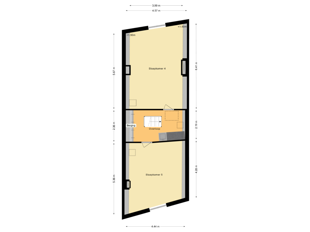 Bekijk plattegrond van Tweede verdieping van Vliet 36