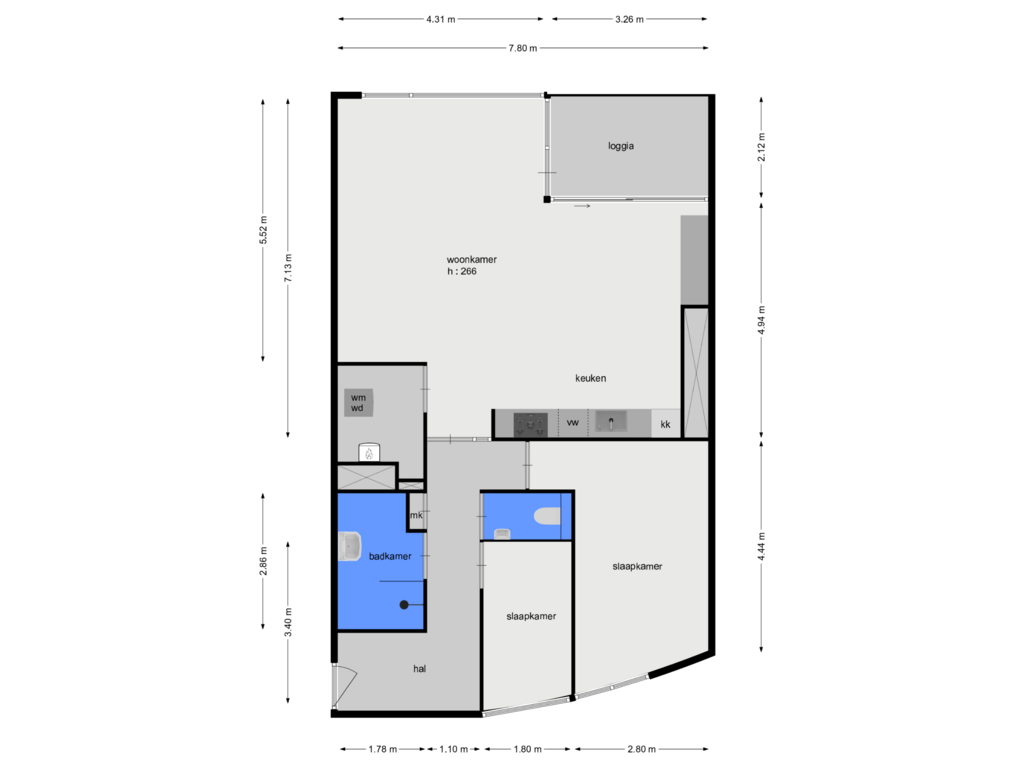 Bekijk plattegrond van plattegrond van Markendaalseweg 64-C19